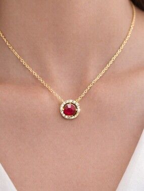 RSVP 19" Gold Necklace - Sparkling Crystal & Stunning Red Stone, Fashion Jewelry